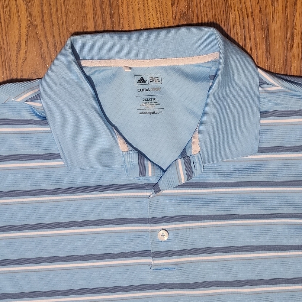 Adidas Golf ClimaCool Striped Polo Shirt Men’s 2XL Performance Activewear A80 - Picture 4 of 9